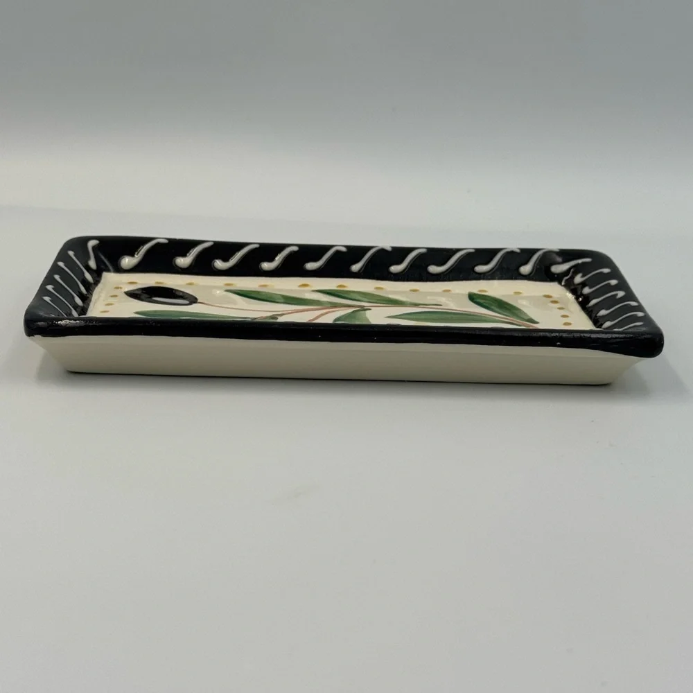 Crate & Barrel Debby Segura Olive Pepper Tray‎ Set Italy 1999 Ceramic